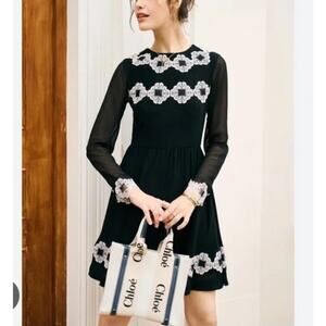 $280 Ted Baker Size 5 Avianah Lace Trim Fit & Flare Dress XL 12 EUC RARE